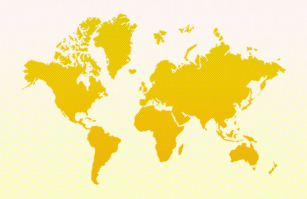 Κίτρινος Παγκόσμιος Χάρτης σε μπλε-κίτρινο φόντο - Φωτογραφία, εικόνα
