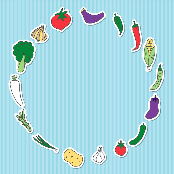 Ручной рисунок каркаса из овощей - Вектор,изображение