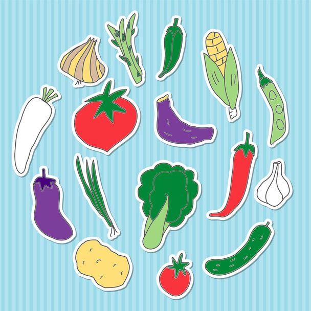 Set material of hand-drawn illustrations of vegetables - Vector, Image
