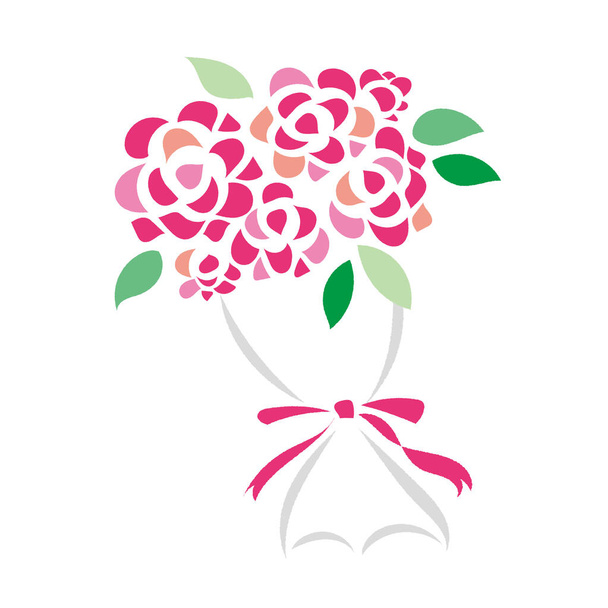 Jednoduché růžové růže kytice ilustrace - Vektor, obrázek