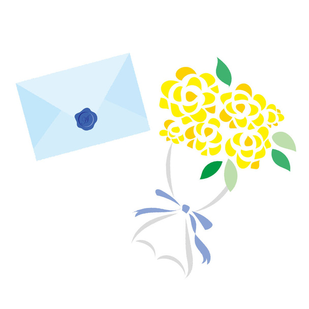 Jednoduchá žlutá růže kytice ilustrace - Vektor, obrázek
