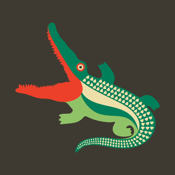 Colorful crocodile with open mouth. - Vector, Imagen