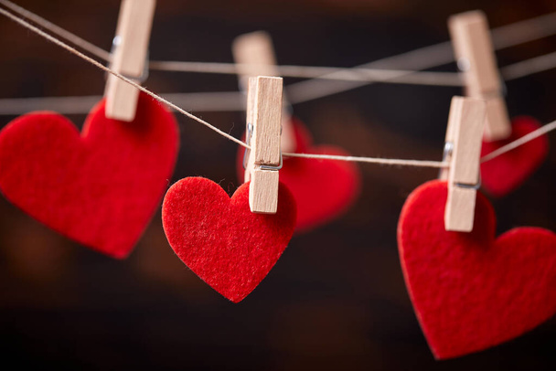 červená srdce, slavnostní zázemí pro 14. února, Valentýn  - Fotografie, Obrázek