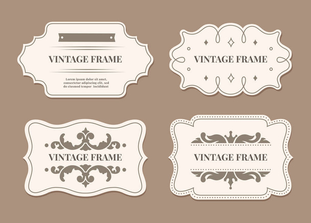 Decorative labels set, vintage frame textile collection - Vector, Image