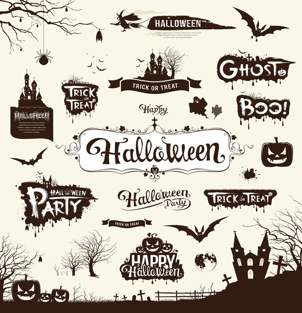 Happy Halloween day silhouette collections design - Vector, Image