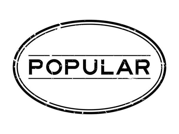 Grunge zwart populair woord ovale rubber zegel stempel op witte achtergrond - Vector, afbeelding