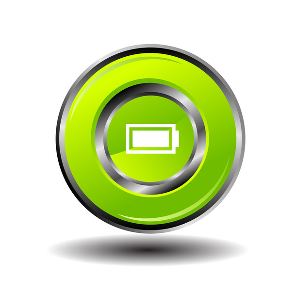 Verde brillante botón redondo Vector de batería
 - Vector, Imagen
