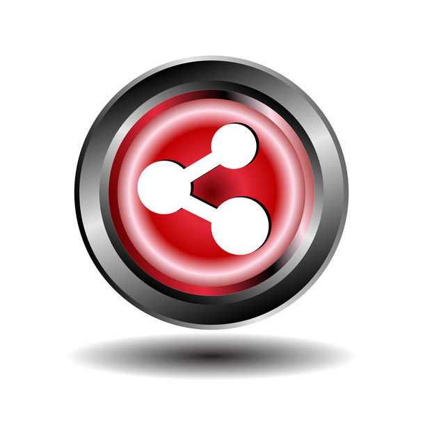Share Icon button red glossy vector - Διάνυσμα, εικόνα