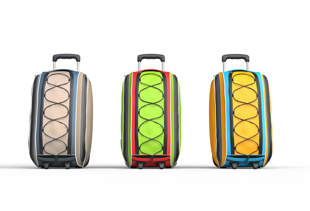 Travel baggage suitcases on white background - Фото, изображение
