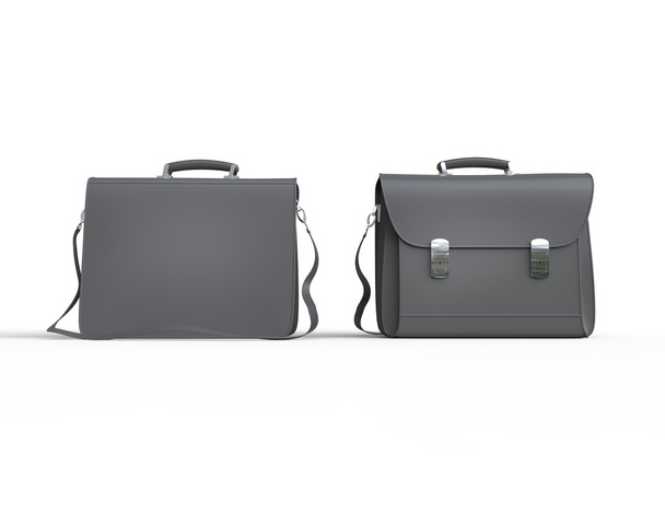 šedý obchodní kufříky - přední a zadní pohled - Fotografie, Obrázek