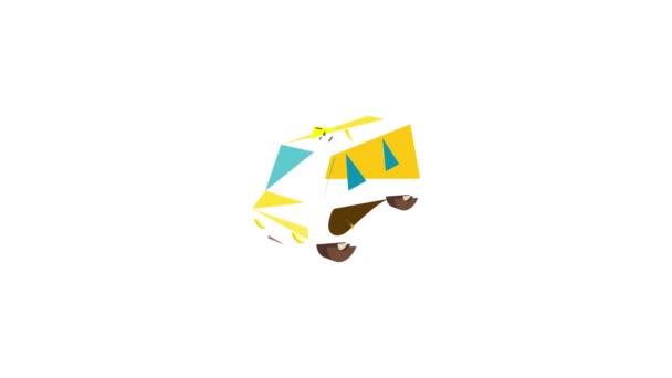 Yellow taxi car icon animation - Кадри, відео