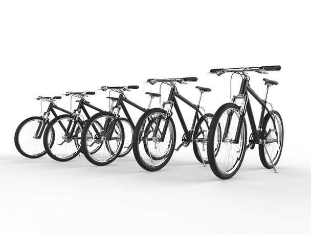 Row of black mountain bikes - Photo, Image