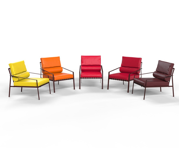 Armchairs in warm colors on white background - Foto, Bild