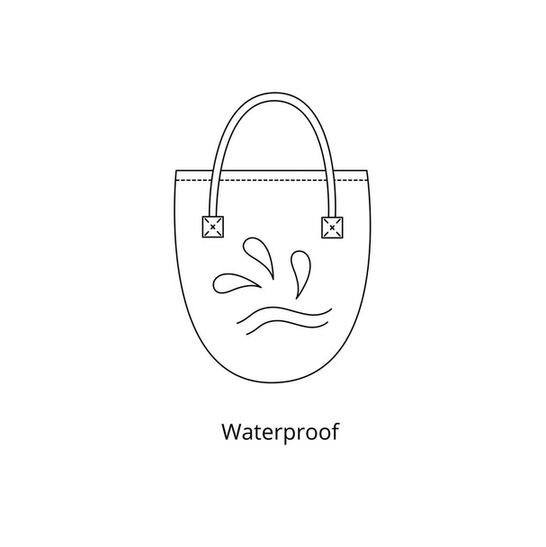 Impermeabile 100 poliestere riciclato - concetto di borsa shopper sostenibile, tessuto ecologico, imballaggio di abbigliamento. Illustrazione stock vettoriale isolata su sfondo bianco per set di etichette di design. EPS10 - Vettoriali, immagini