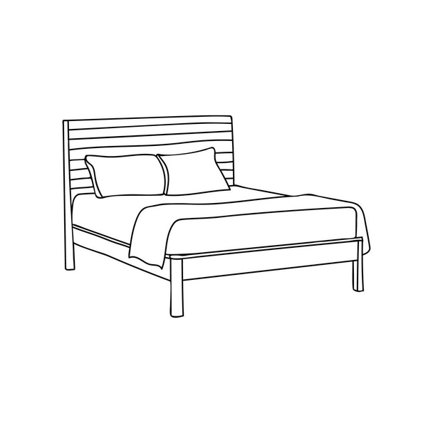 Bed doodle icon in vector. Hand drawn bed icon in vector. Doodle bed illustration - Vector, Image
