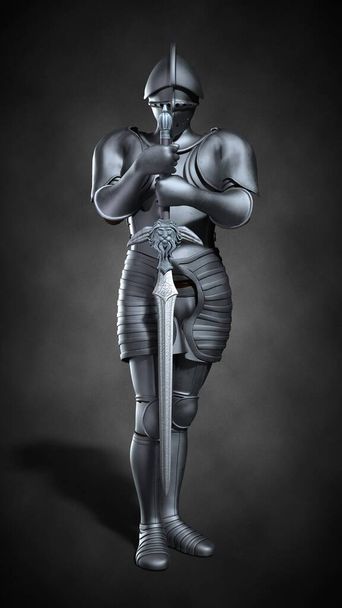 A knight in armor. 3d illustration - Fotografie, Obrázek