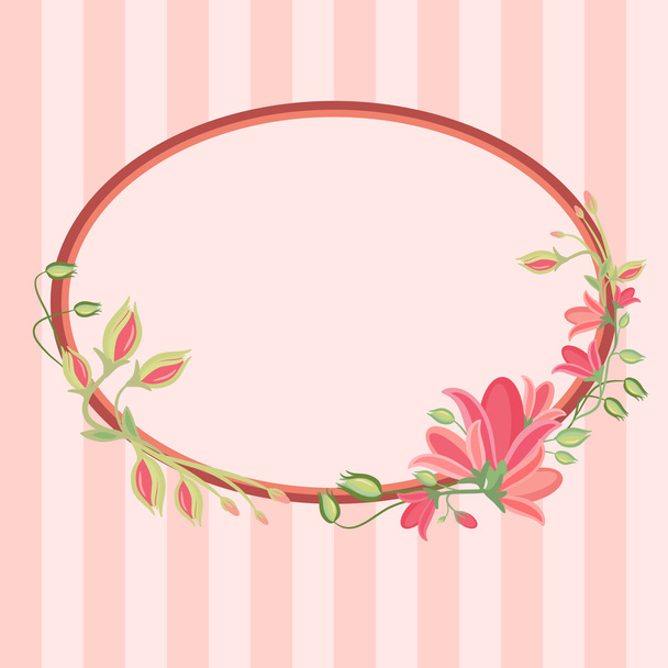 Greeting card with floral wreath - Vector, Imagen