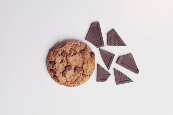 chocolate chip cookie on white background - Photo, image