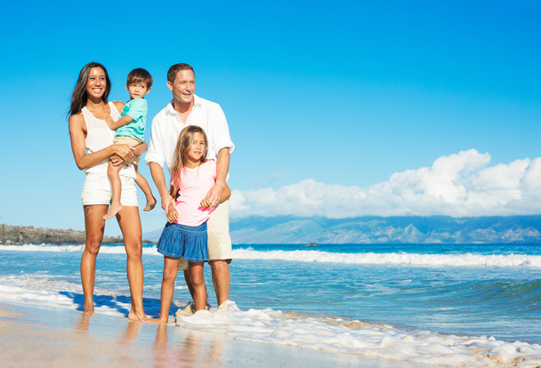 Happy Family on the Beach - Фото, зображення