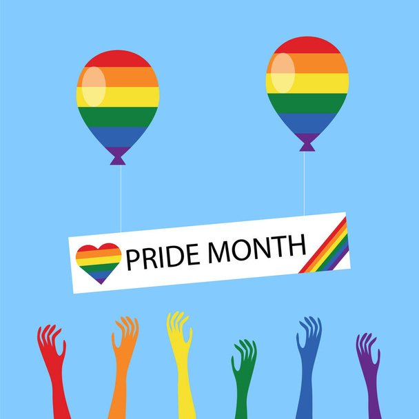 Éléments de conception du Mois de la fierté. Ballon coloré avec des couleurs LGBT. Ligne Rainbow Stripe. Concept LGBTQ - Photo, image