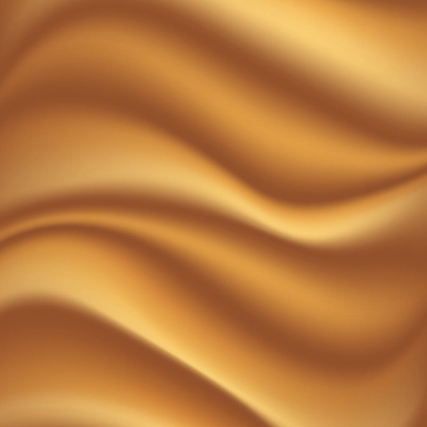 Goud satijn en zijde doek weefsel vouw achtergrond en textuur. Vectorillustratie - Vector, afbeelding
