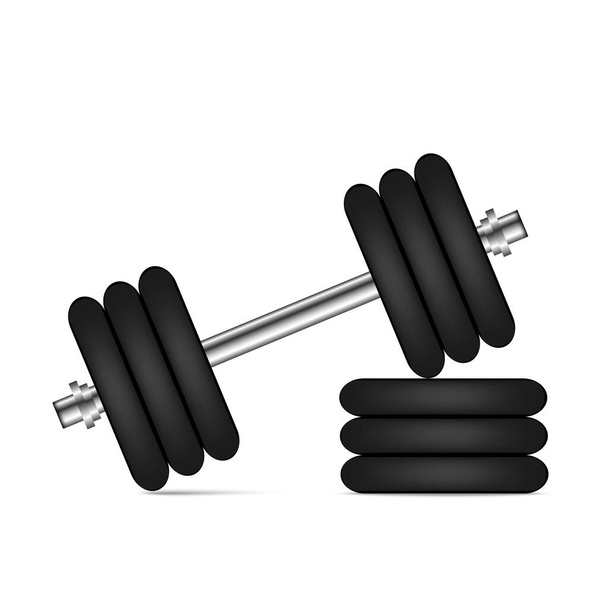 Realistic gym dumbbells. Equipment for bodybuilding and workout. Vector illustration - Vector, Image