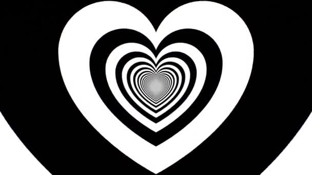 Black White Heart Tunnel Gothic Shape Fast Moving Optical Illusion - 4K Seamless VJ Loop Motion Background Animation - Footage, Video