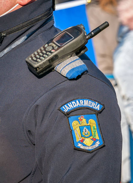 Symbole de la Gendarmerie nationale de Roumanie sur la manche de l'uniforme - Photo, image