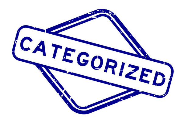 Grunge blau kategorisiertes Wort Gummidichtung Stempel auf weißem Hintergrund - Vektor, Bild