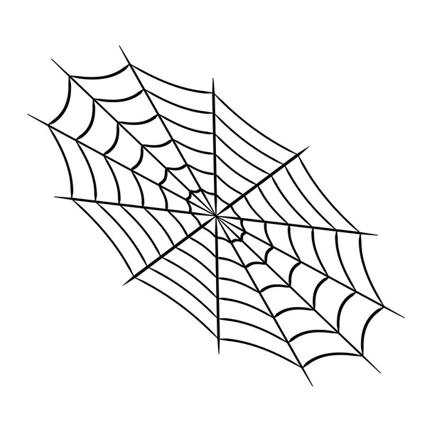 Símbolo de telaraña oval, enredo dibujado a mano y tela de araña trampa - Vector, Imagen