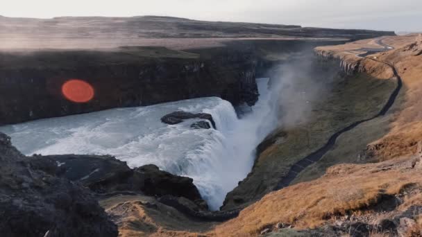Gullfoss vodopád v super zpomaleném filmu, Island - Záběry, video