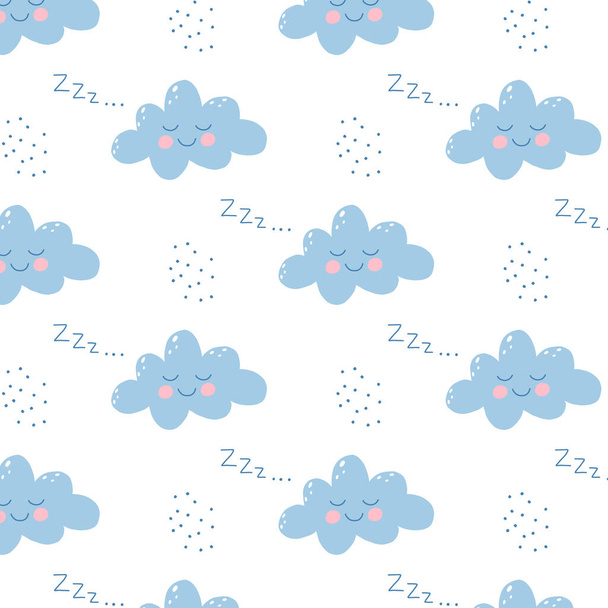 Vector seamless pattern with cute cloud. Childish pattern with a cloud . Good night pattern. - Вектор, зображення