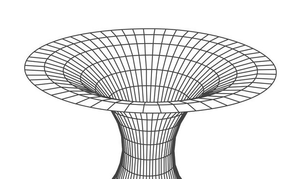 Wormgat geometrisch raster draadframe tunnel platte stijl ontwerp vector illustratie. - Vector, afbeelding