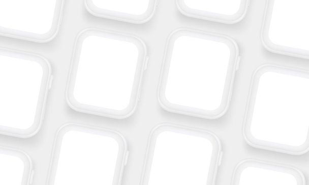 Clay Smart Watch οθόνες Mockups για το σχεδιασμό App, απομονώνονται σε λευκό φόντο. Εικονογράφηση διανύσματος - Διάνυσμα, εικόνα