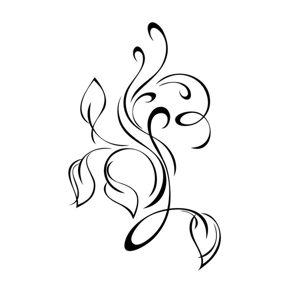 stylized twig with leaves and vignettes in black lines on a white background - Vector, afbeelding