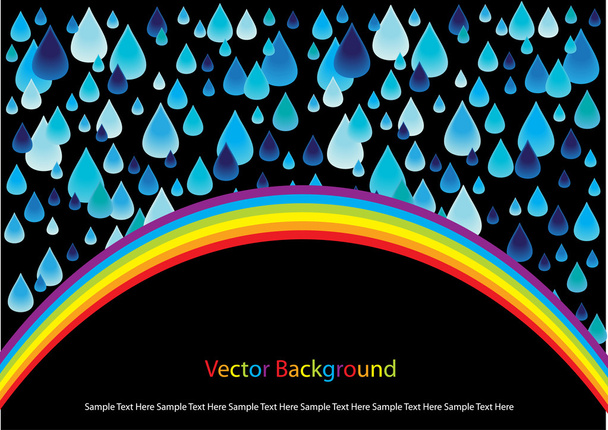 kapky deště a rainbow - Vektor, obrázek