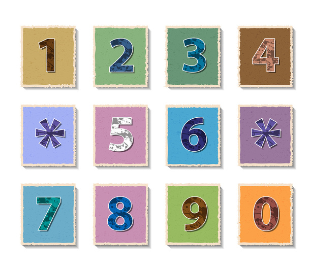 Números de color establecidos en papel desgarrado.Archivo vectorial
 - Vector, Imagen