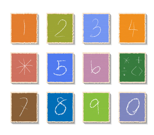 Colour Numbers set on torn paper.Vector file - Διάνυσμα, εικόνα