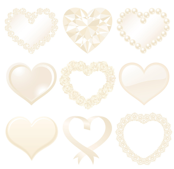 Set of white hearts - Vector, Imagen