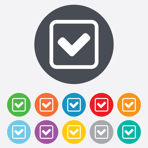 Check mark sign icon. Yes square symbol. - Vector, imagen