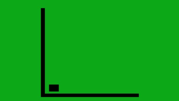 Animatie van het zwarte silhouet van een afnemend staafdiagram pictogram, op een groene chroma sleutelachtergrond - Video