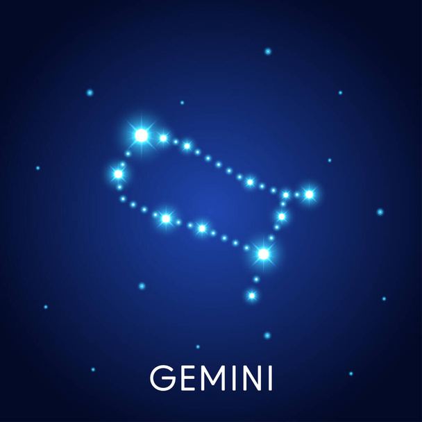 Astrological zodiac Gemini. 12 zodiac symbol. Astronomy occult symbol with zodiac sign. - Вектор,изображение