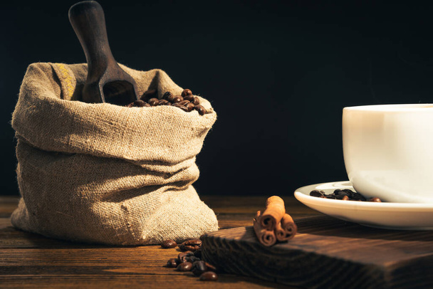 coffe beans on dark background - 写真・画像