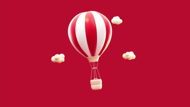 Smyčka animace kresleného horkovzdušného balónu, 3D vykreslování. - Záběry, video