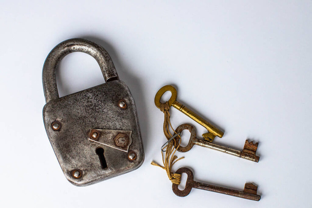 Vintage lock with three keys - Photo, Image