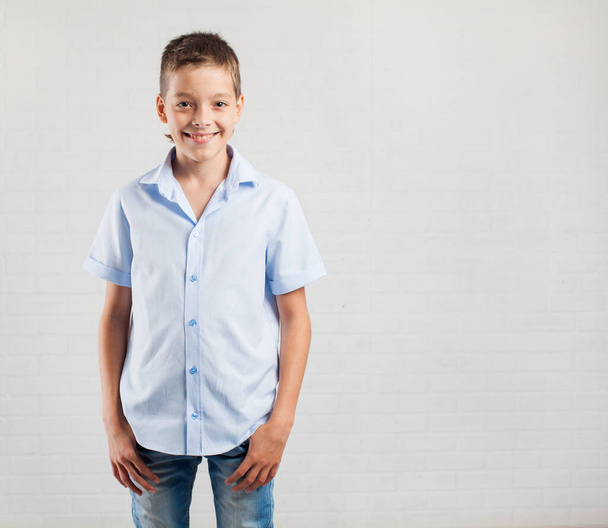 Happy boy. Smiling teenager at school - Zdjęcie, obraz