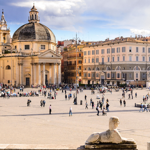 Piazza del Popolo and St. Peters Basilica - Fotoğraf, Görsel