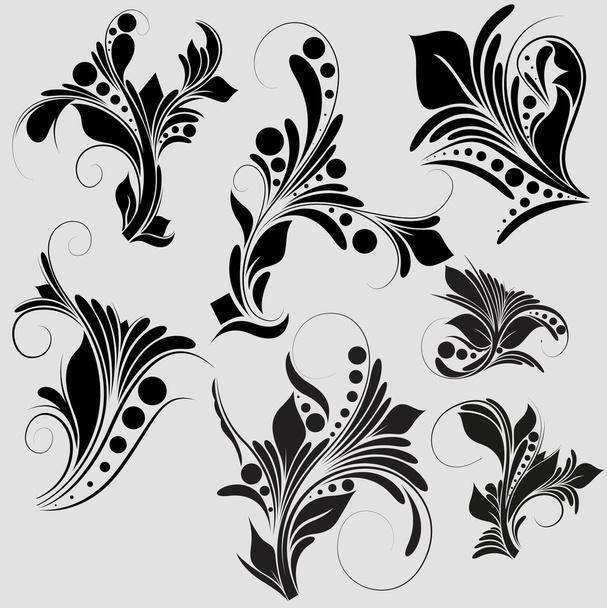 Silhouette Black Floral - Vector, Image