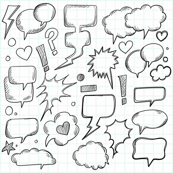 Μια σειρά από comic speech φυσαλίδες και στοιχεία χέρι σχέδιο σκίτσο - Διάνυσμα, εικόνα