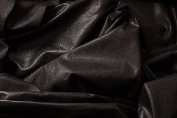 Fekete selyem háttér luxus szövet textúra, szatén anyag, karácsony elegáns elvont háttér - Fotó, kép